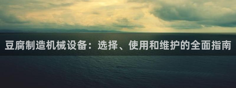 金年会-金字招牌信誉至上：豆腐制造机械设备：选择、使用和维护的全面指南