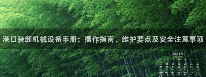 金年会官方入口首页网站：港口装卸机械设备手册：操作指南、维护要点及安全注意事项